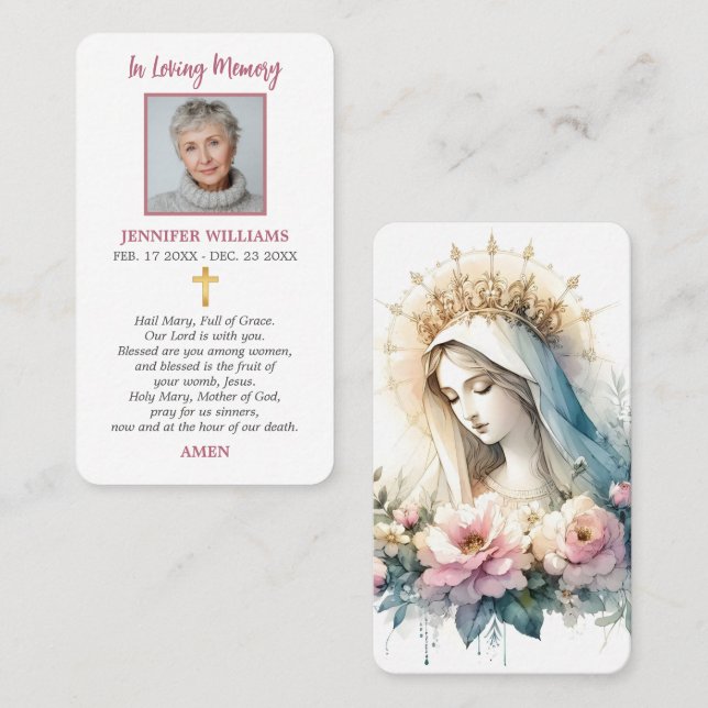 Tarjetas de Oración Nuestra Señora de las Flores R (Anverso / Reverso)