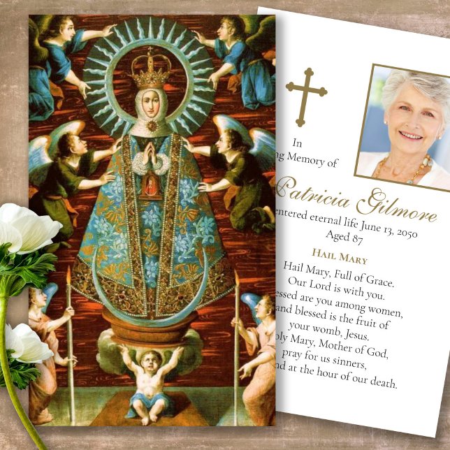 Tarjetas de oración | Nuestra Señora de Lledo (catholic, religious, celebration of life, in loving memory of, prayer cards for bereavement)