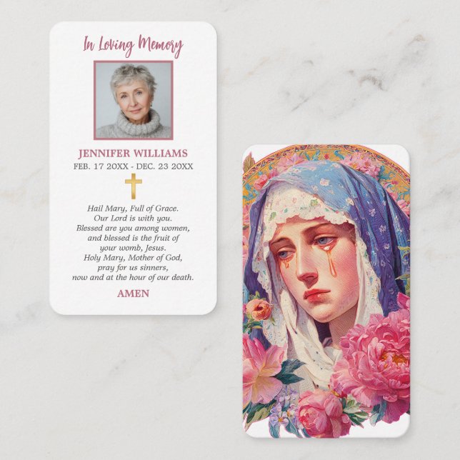 Tarjetas de Oración Nuestra Señora de los Dolores  (Anverso / Reverso)
