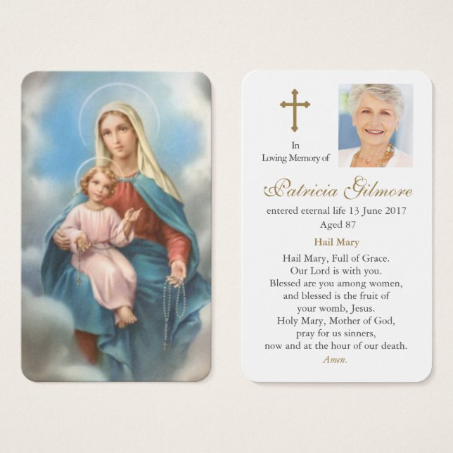 Tarjetas de oración | Nuestra Señora Del Santo Ros (Anverso y reverso)