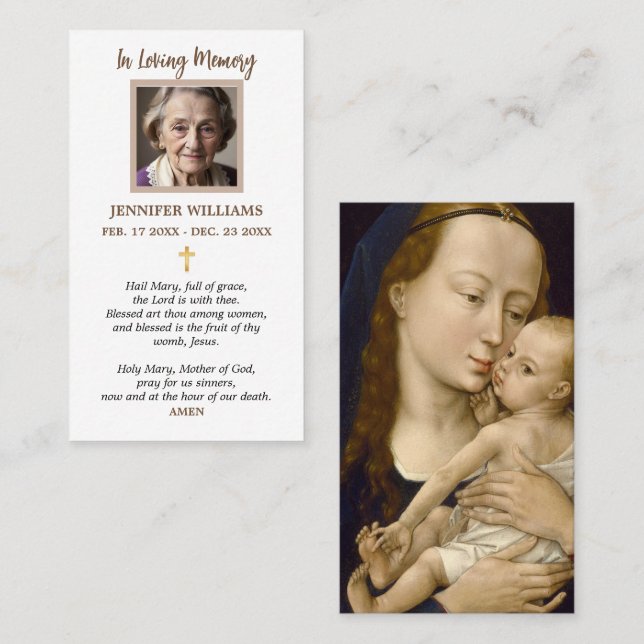 Tarjetas de Oración Nuestra Señora Virgen María y  (Anverso / Reverso)