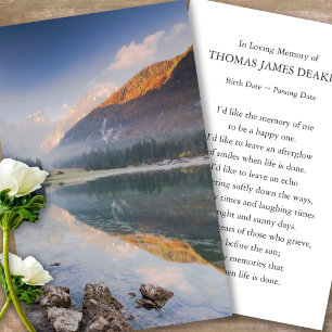 Tarjetas de oración para el amanecer funerario sob