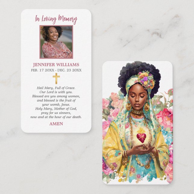 Tarjetas de Oración Sagrado Corazón de Santa Virge (Anverso / Reverso)