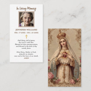 Tarjetas de oración Sagrado Corazón María Vintage