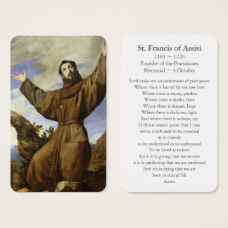 Tarjetas de oración | San Francisco de Asís 01