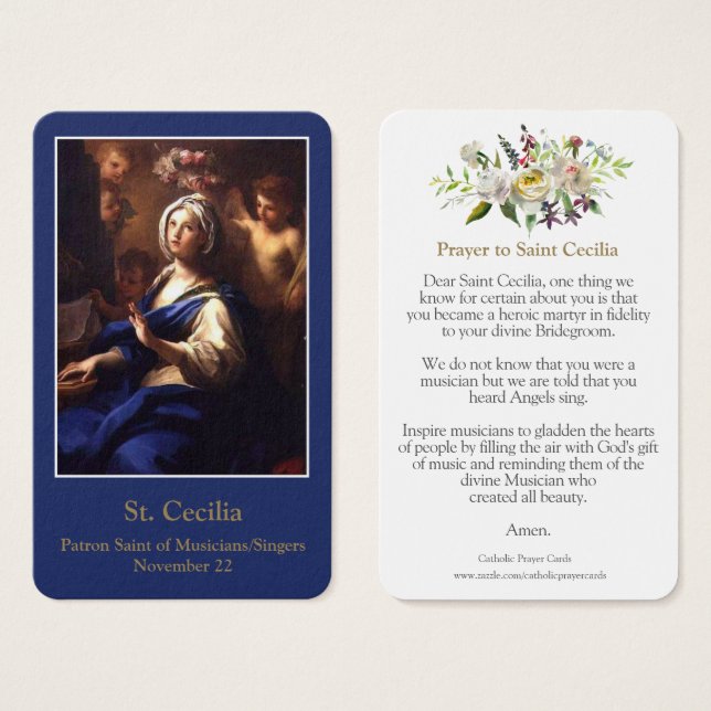 Tarjetas de oración | Santa Cecilia (Anverso y reverso)
