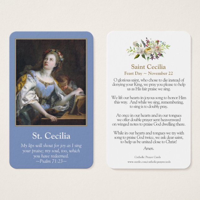 Tarjetas de oración | Santa Cecilia 1 (Anverso y reverso)
