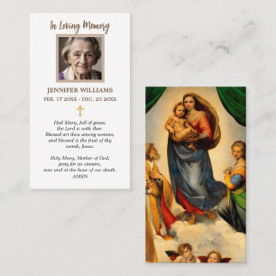 Tarjetas de Oración Sistina Madonna con Ángeles Ra