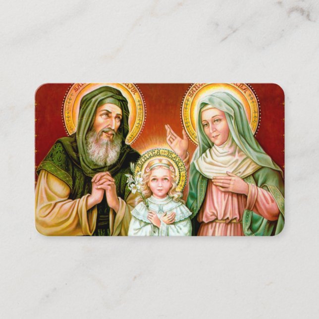 Tarjetas de oración | St Anne, St Joachim y Mary (Anverso)