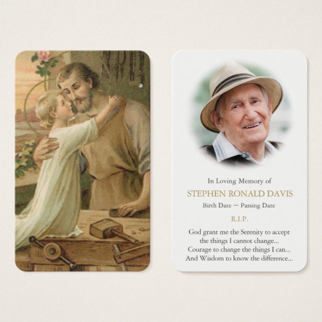 Tarjetas de oración | St Joseph El Trabajador (Anverso y reverso)