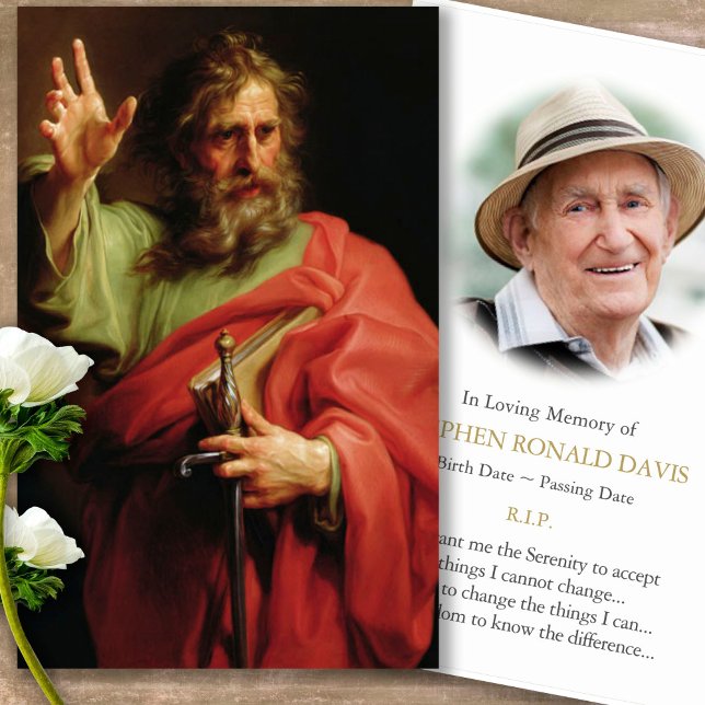 Tarjetas de oración | St. Paul y Photo (catholic, religious, celebration of life, in loving memory of, prayer cards for bereavement)