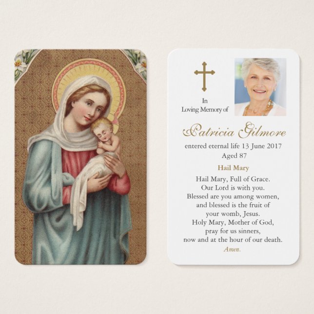 Tarjetas de oración | Virgen Santa (Anverso y reverso)