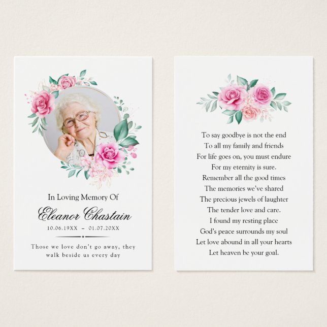 Tarjetas de Oración y Simpatía Floral Rosa Elegant (Anverso y reverso)