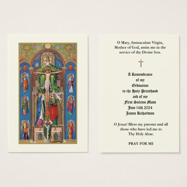 TARJETAS DE ORDENACIÓN DE SACERDOTE CATÓLICO (Anverso y reverso)