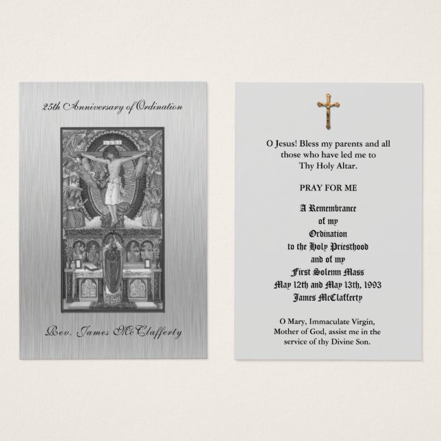 TARJETAS DE ORDENACIÓN DE SACERDOTES CATÓLICOS TRA (Anverso y reverso)