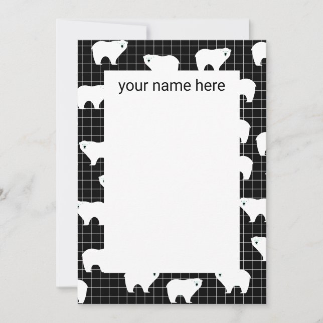 Tarjetas de oso polar personalizadas sobre fondo n (Anverso)