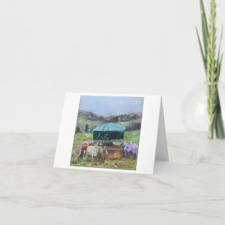 Tarjetas de ovejas arcoíris en blanco