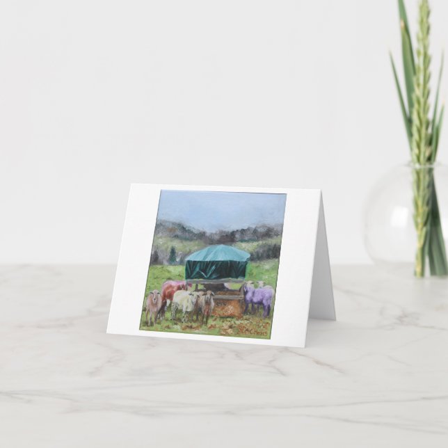 Tarjetas de ovejas arcoíris en blanco (Anverso)