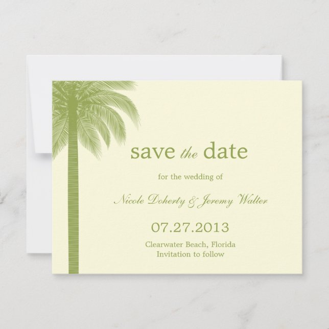 Tarjetas de Palm Beach Wedding Save The Date - Ver (Anverso)