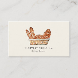 Tarjetas de pan rustico en cesta Panadería