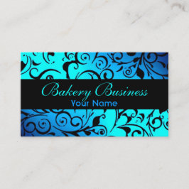 Tarjetas de panadería de damasco azul para desvane