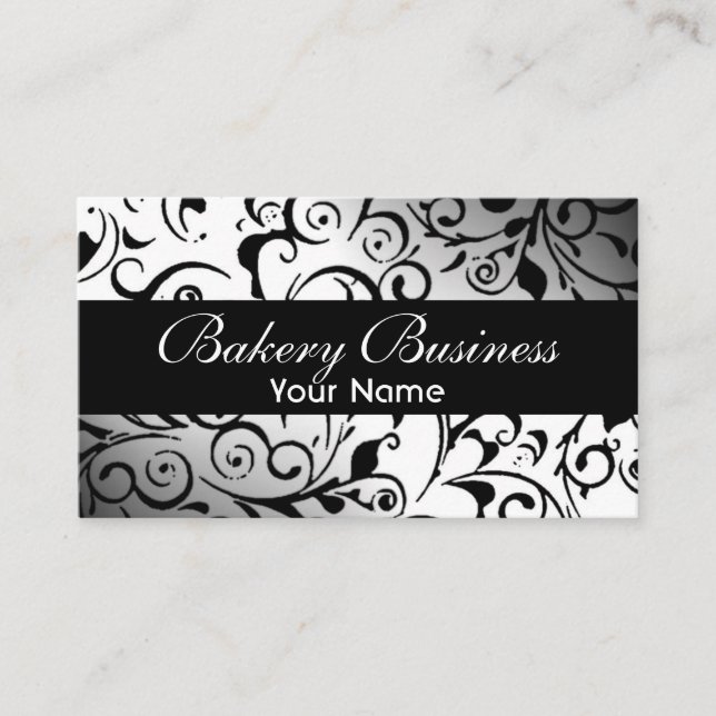 Tarjetas de panadería de damasco blanco negro para (Anverso)