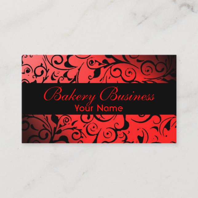 Tarjetas de panadería de damasco rojo para desvane (Anverso)