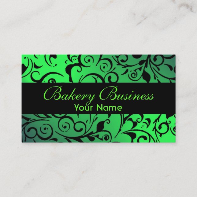 Tarjetas de panadería de damasco verde para desvan (Anverso)