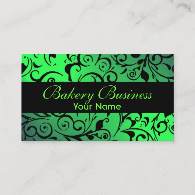 Tarjetas de panadería de damasco verde para desvan (Anverso)