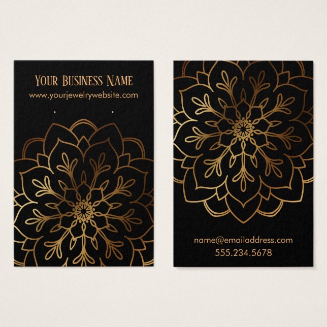 Tarjetas de pantalla Gold Mandala y Black Earring  (Anverso y reverso)