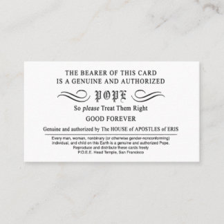 Tarjetas de Papa Erisian Discordian POEE