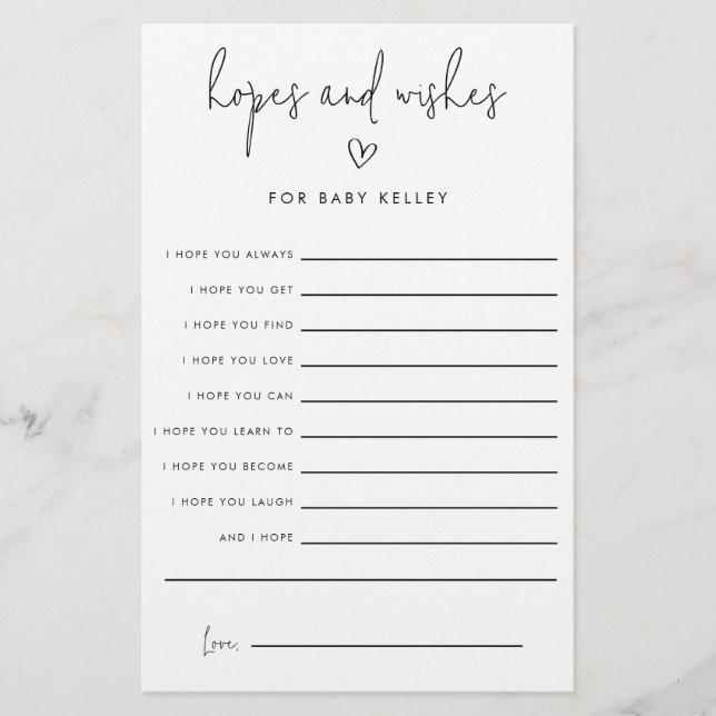 Tarjetas de papel de consejos de deseos y expectat (Frente)