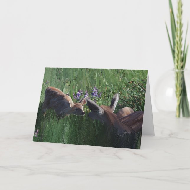 Tarjetas de papel Deer Doe y Fawn en blanco dentro (Anverso)