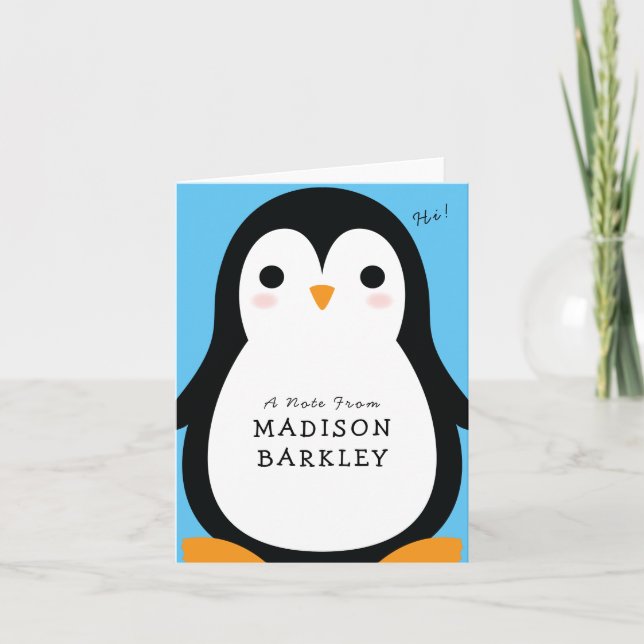 Tarjetas de Papelería de Pingüino para Niños (Anverso)