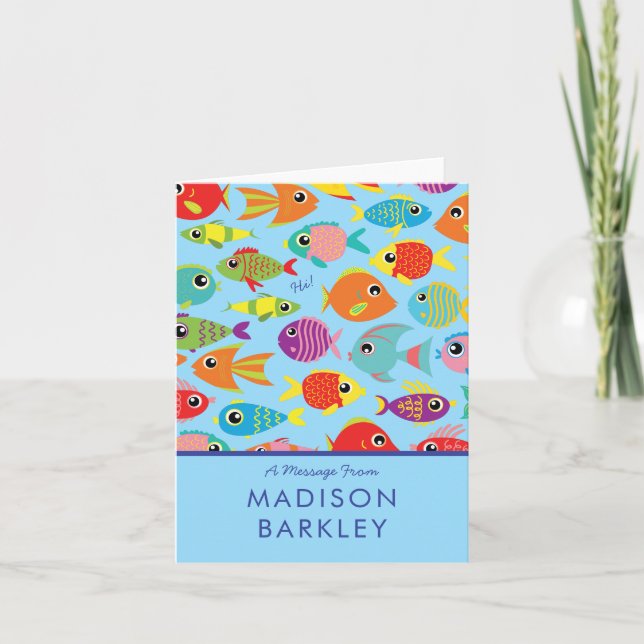 Tarjetas de Papelería Infantil Acuario de Peces Tr (Anverso)