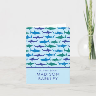 Tarjetas de Papelería para Niños Tiburones Azules 