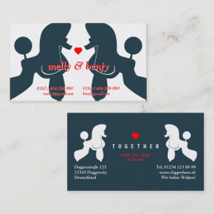 Tarjetas de Pareja de Caniche Encantador con Coraz