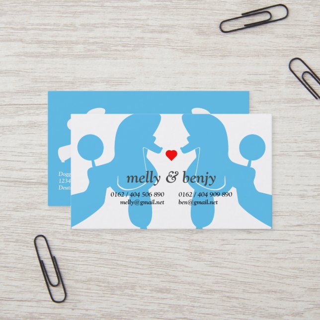 Tarjetas de Pareja de Caniche Encantador con Coraz (Anverso/Reverso In Situ)