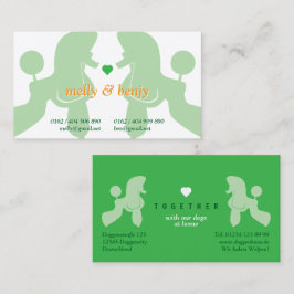 Tarjetas de pareja de caniche encantadores con cor