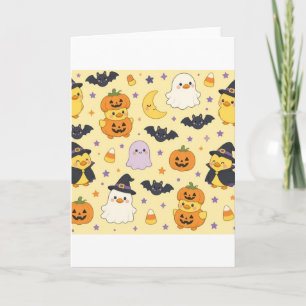 Tarjetas de patos con disfraces de Halloween lindo