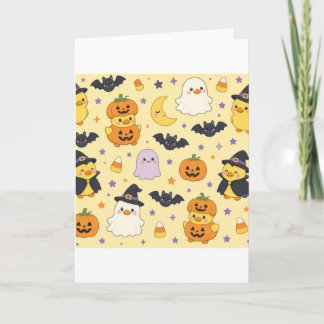 Tarjetas de patos con disfraces de Halloween lindo