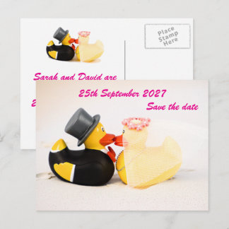 Tarjetas de patos de boda en la playa ... Tarjeta