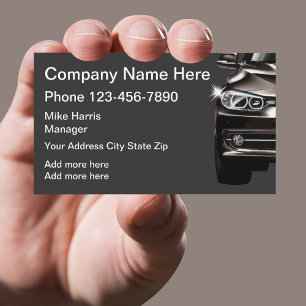Tarjetas de perfil comercial para automóviles