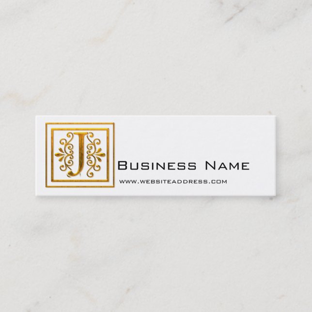 Tarjetas de perfil elegantes de oro J monograma (Anverso)