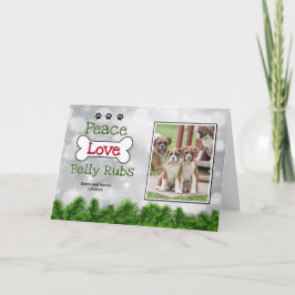 Tarjetas de perro navideñas para la paz, el amor, 