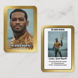 Tarjetas de personaje de cosplay con borde dorado