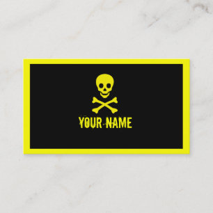 Tarjetas de personalizable de cráneo negro amarill