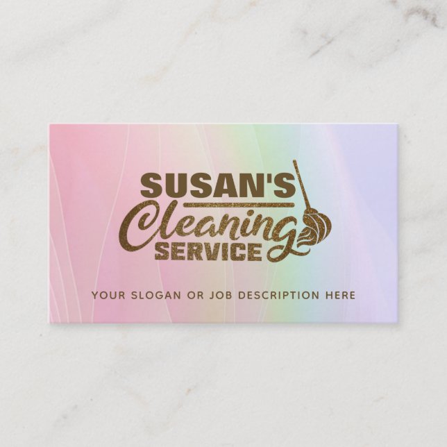Tarjetas de personalizable Pastel de limpieza rosa (Anverso)