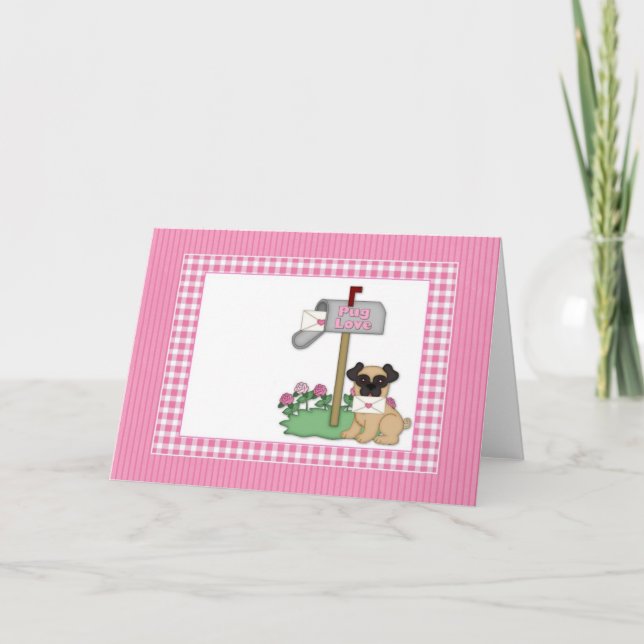 Tarjetas de personalizable Pug Valentine, tarjetas (Anverso)