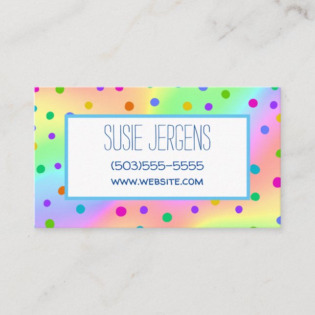 Tarjetas de Personalizable Rainbow Polka Dot (Anverso)